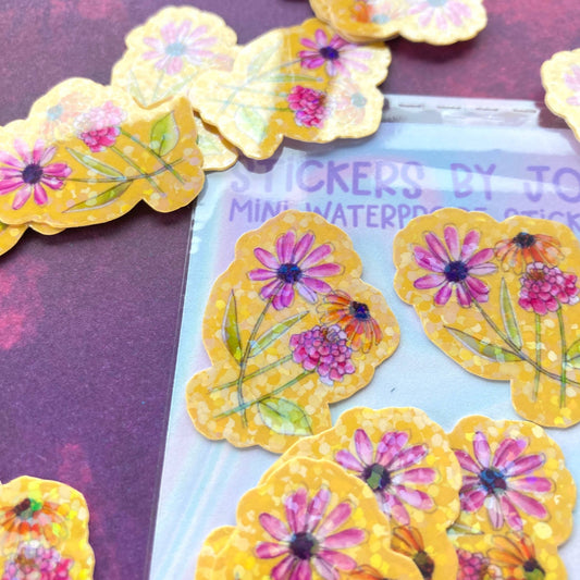 Tiny Wildflowers Holographic Glitter Stickers - The Regal Find