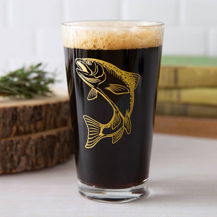 Trout Pint Glass - GOLD PRINT - The Regal Find