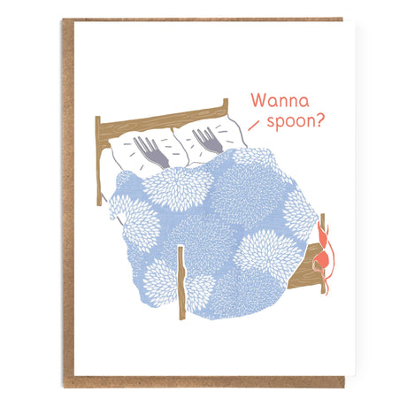 Wanna Spoon? Funny Romance Card; Sexy, Silly Card Featuring Forks Talking About Spooning; Funny Love Card, Romantic Humor Card - The Regal Find