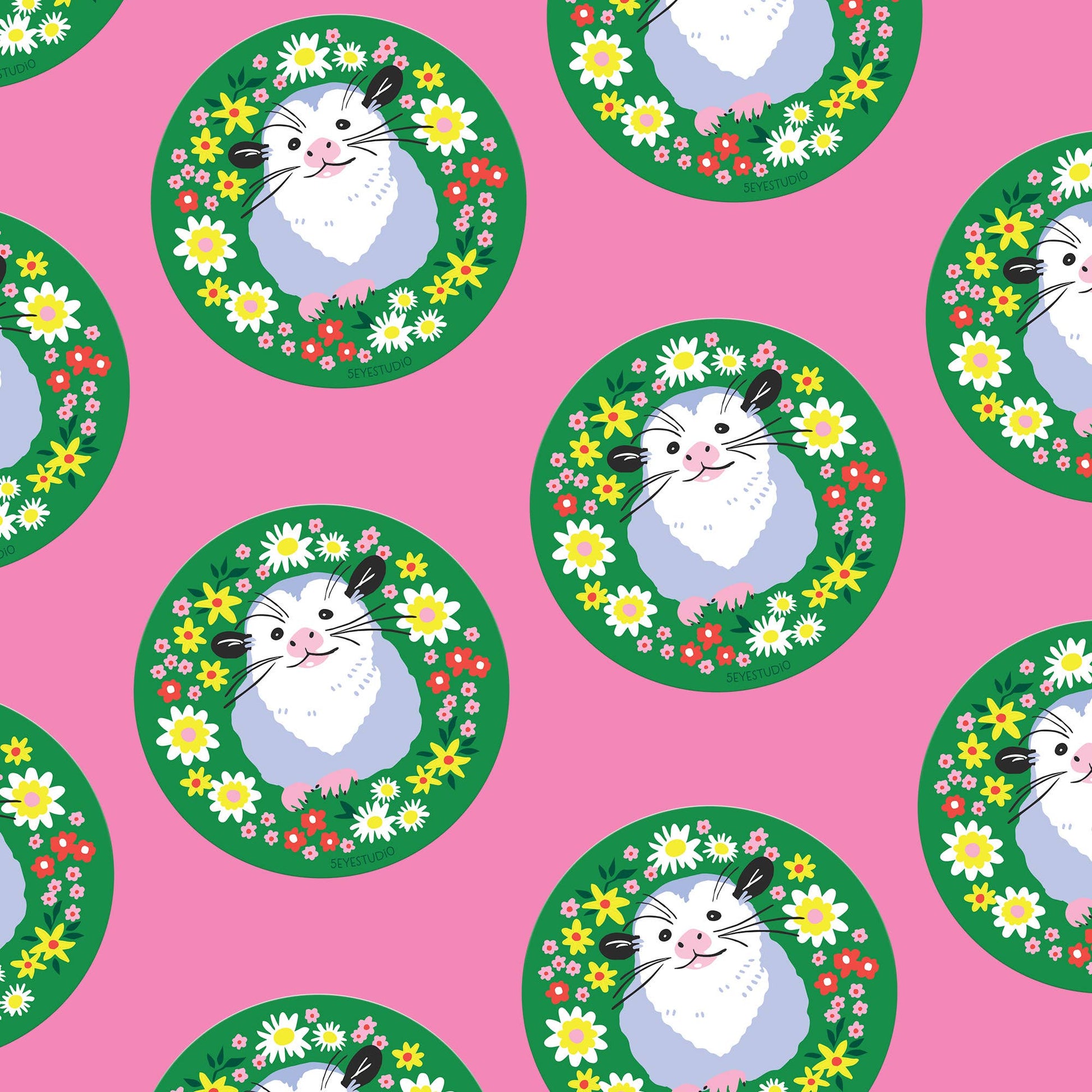 Wildflower Opossum Vinyl Sticker - The Regal Find