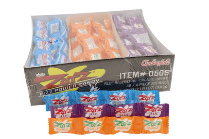 Zotz Fizzing Candy String, Apple/Blue/Cherry/Grape/Orange/Watermelon