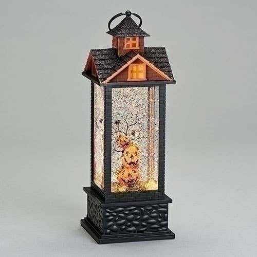 11.75"H LED Swirl House Lantern with Pumpkins - The Regal Find