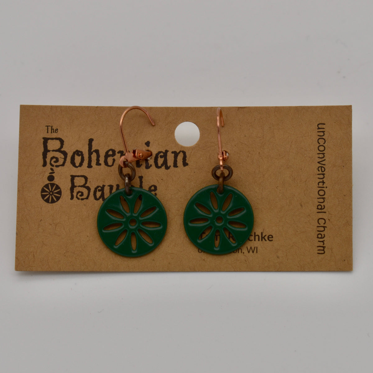 Earrings Single Boho Bloom Green Flower
