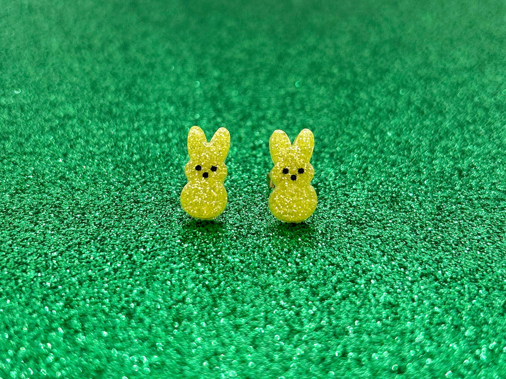 Adorable Easter Bunny Peeps Stud Earrings: Blue - The Regal Find