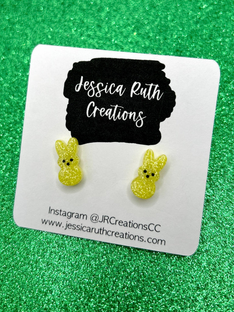Adorable Easter Bunny Peeps Stud Earrings: Yellow - The Regal Find