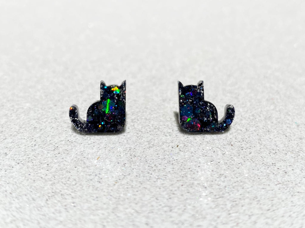 Adorable Kitty Cat Stud Earrings: Black - The Regal Find
