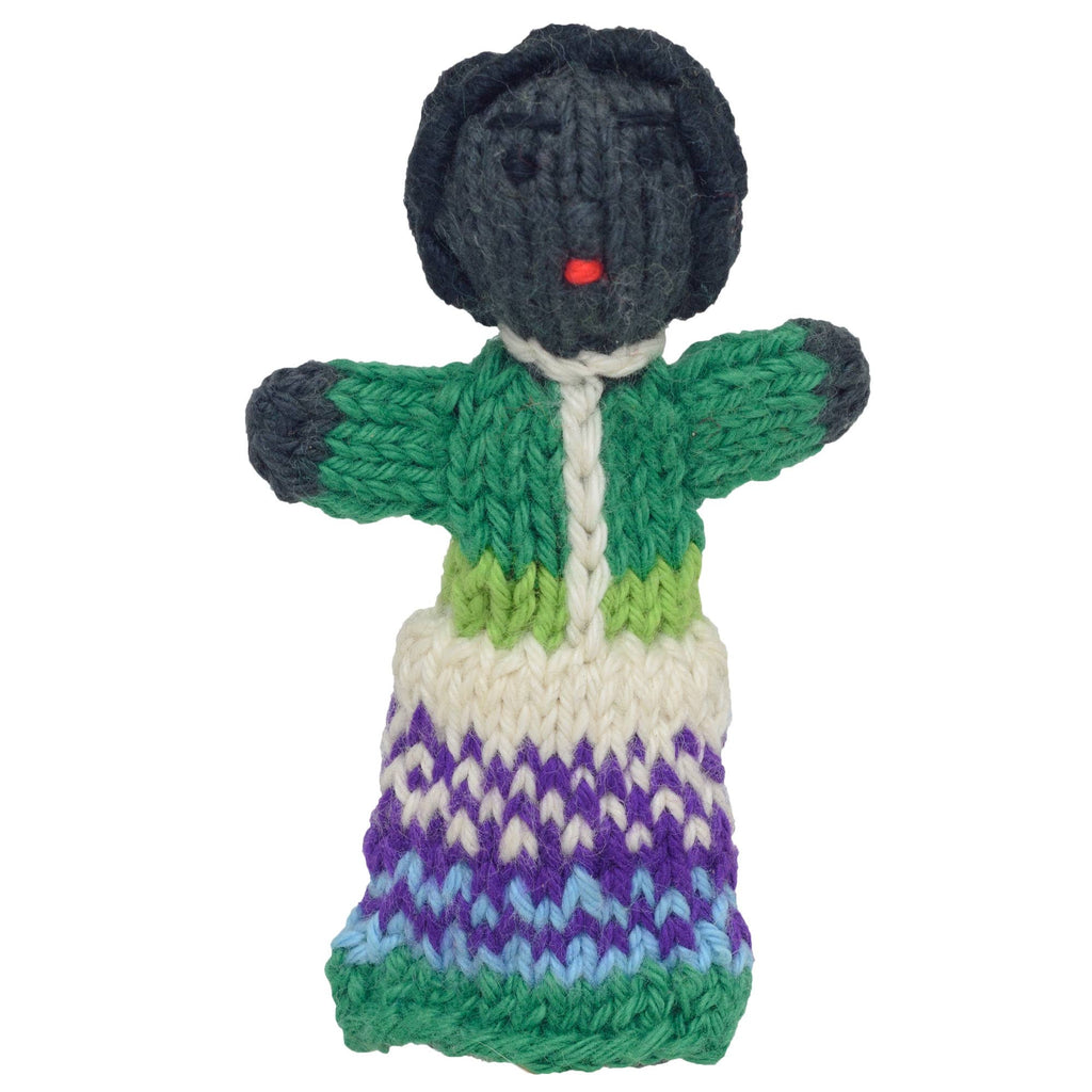 African American Girl - Bright Organic Cotton Finger Puppet - The Regal Find