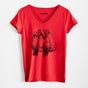 American Badger - Taxidea taxus - Women's 100% Recycled V-neck: Small / Ruby Red - The Regal Find