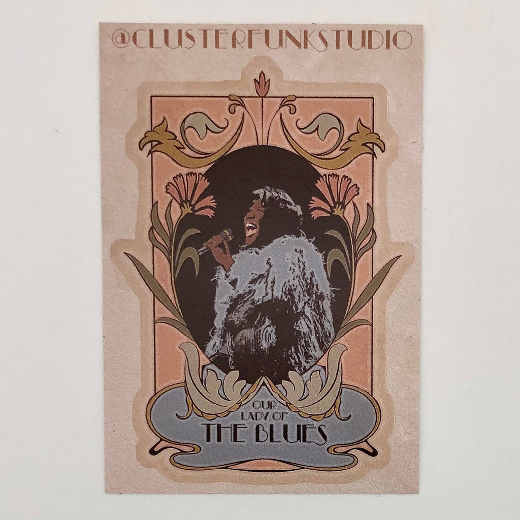 Art Nouveau Billie Holiday Saint Card Stickers - The Regal Find