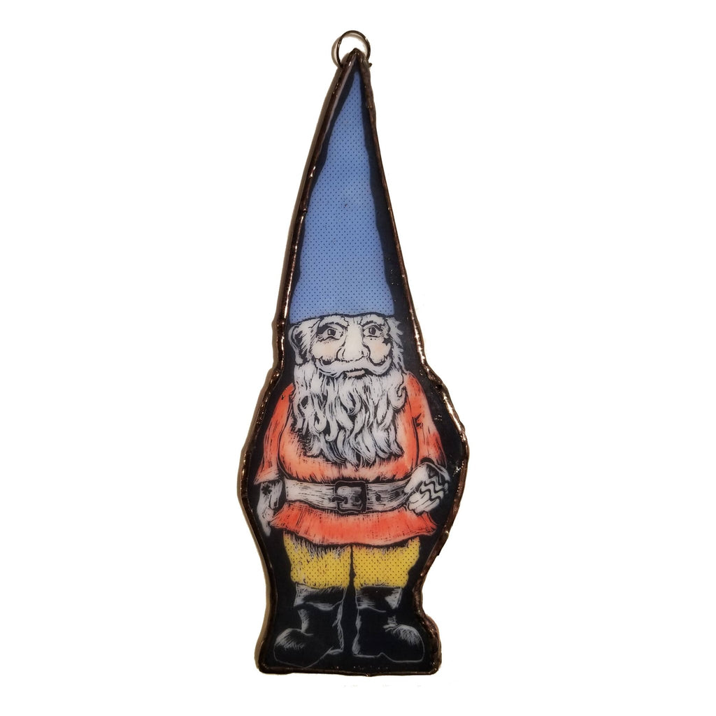 Blue Hat Guardin' Gnome Petite Glass Art Ornament - The Regal Find