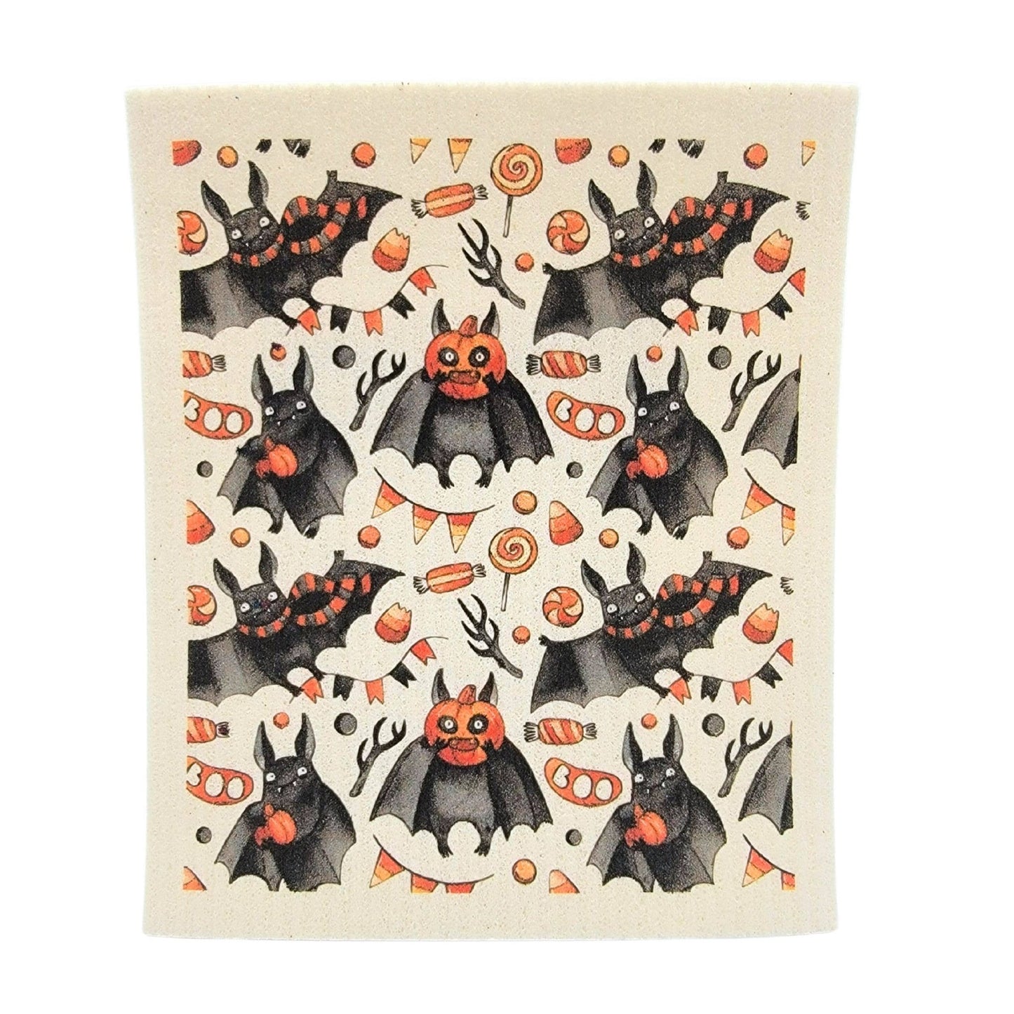 Boo Bat Fall Pattern Swedish Dishcloth - Halloween Decor - The Regal Find