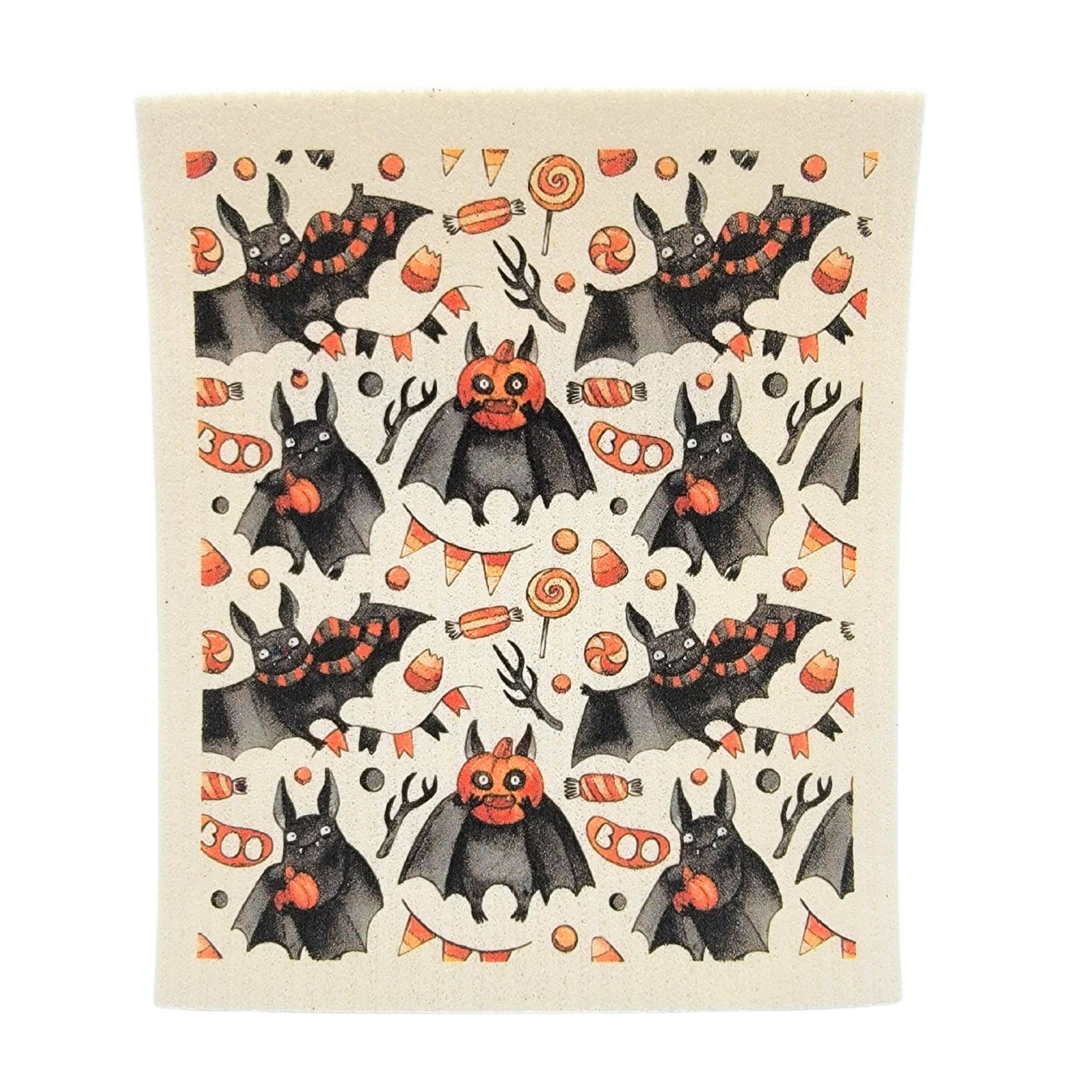 Boo Bat Fall Pattern Swedish Dishcloth - Halloween Decor - The Regal Find