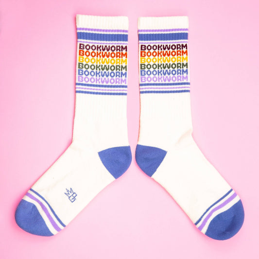 Bookworm - Vintage Rainbow repeat Gym Crew Socks - The Regal Find