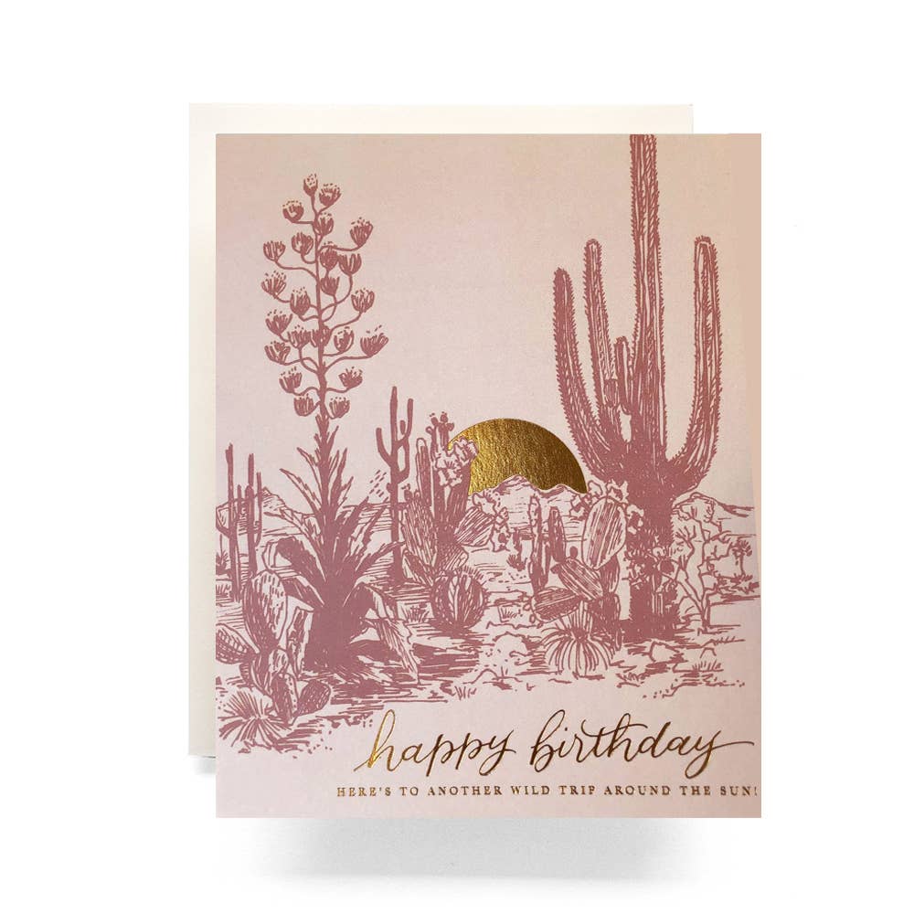 Cactus Sunset Birthday Greeting Card - The Regal Find