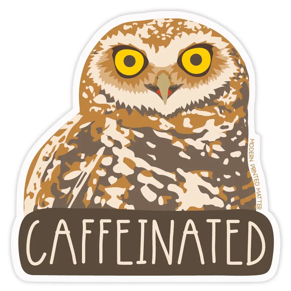 Caffeinated Owl Sticker - The Regal Find