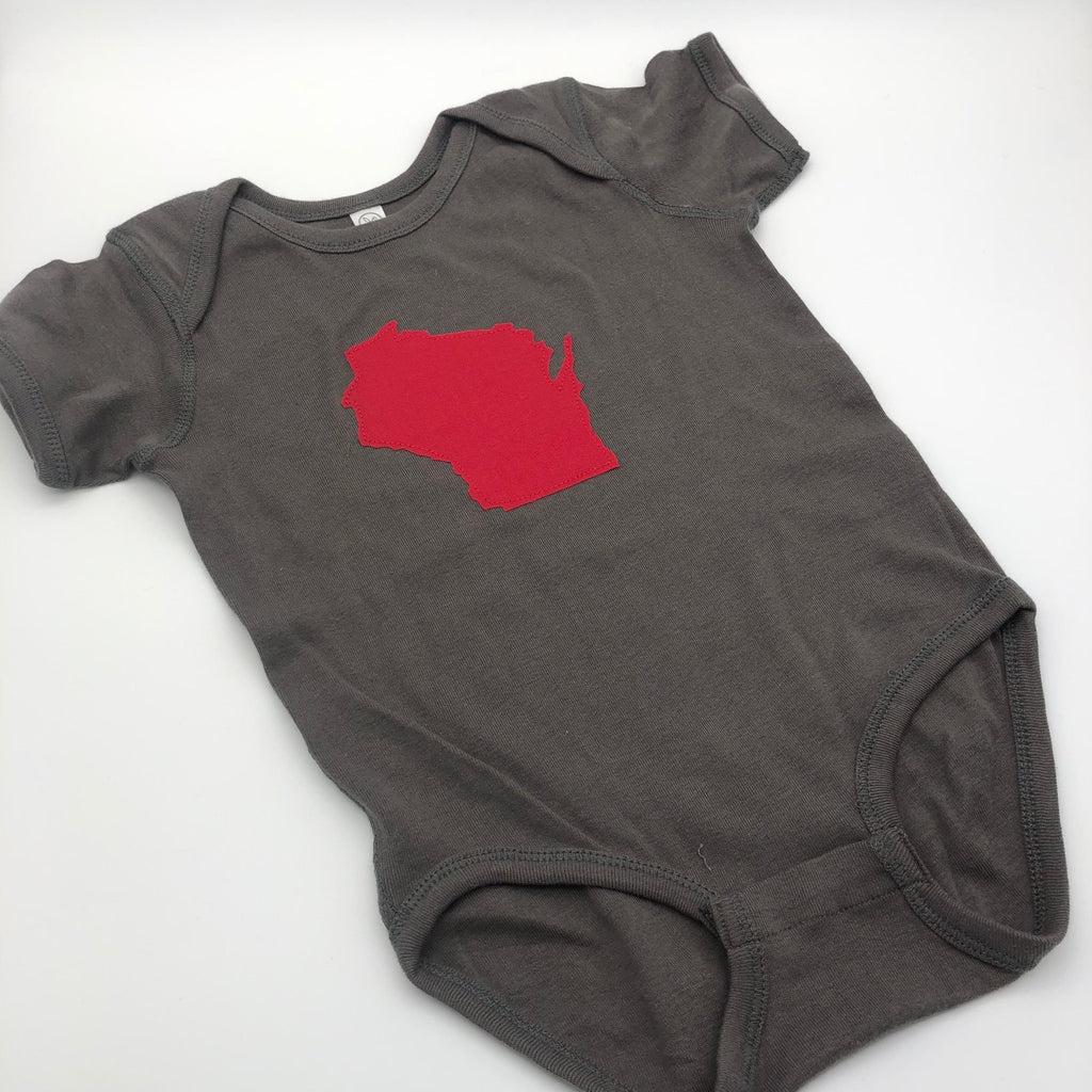 Charcoal Grey Wisconsin Onesie- NB to 24 month - The Regal Find