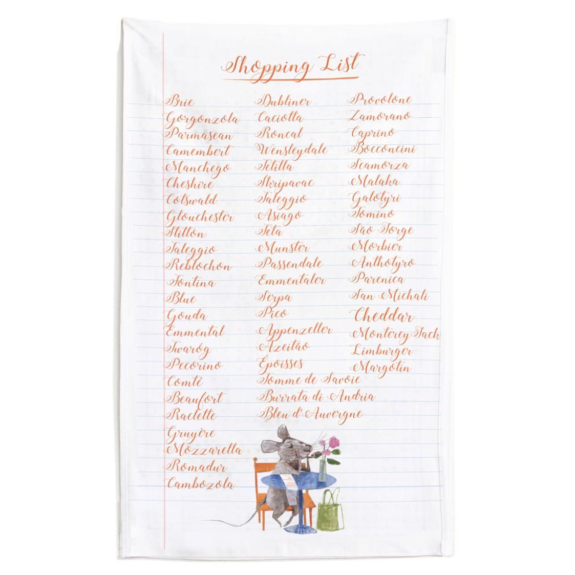 Cheese Shopping List Tea Towel - The Regal Find