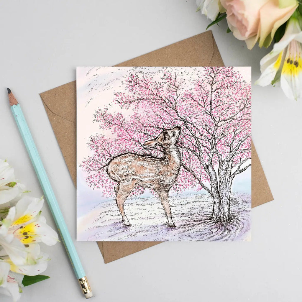 Deer and Blossom Greeting Card - The Regal Find