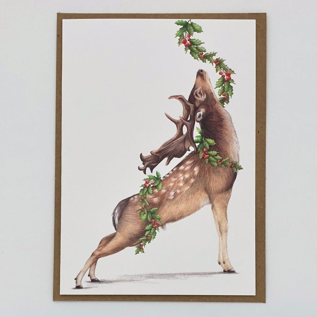 Deer With Holiday Garland Card - The Regal Find