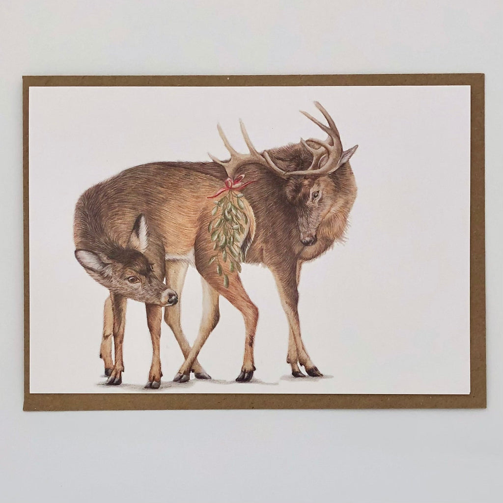 Deer With Mistletoe Card - The Regal Find