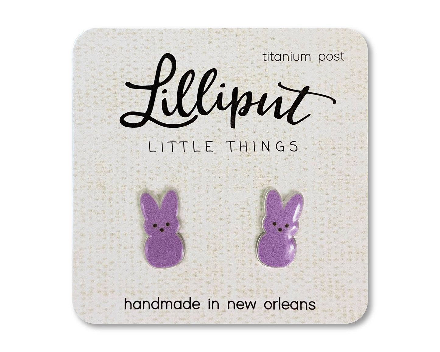 Purple Marshmallow Easter Bunny Earrings