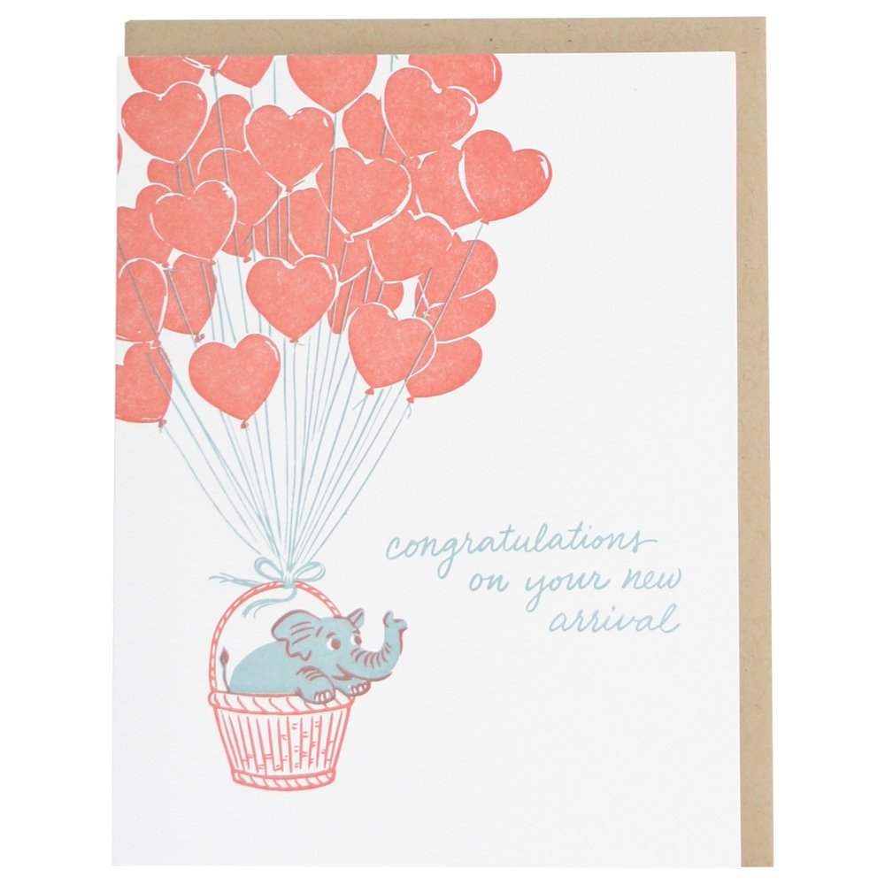 Elephant and Balloons Baby Card - The Regal Find