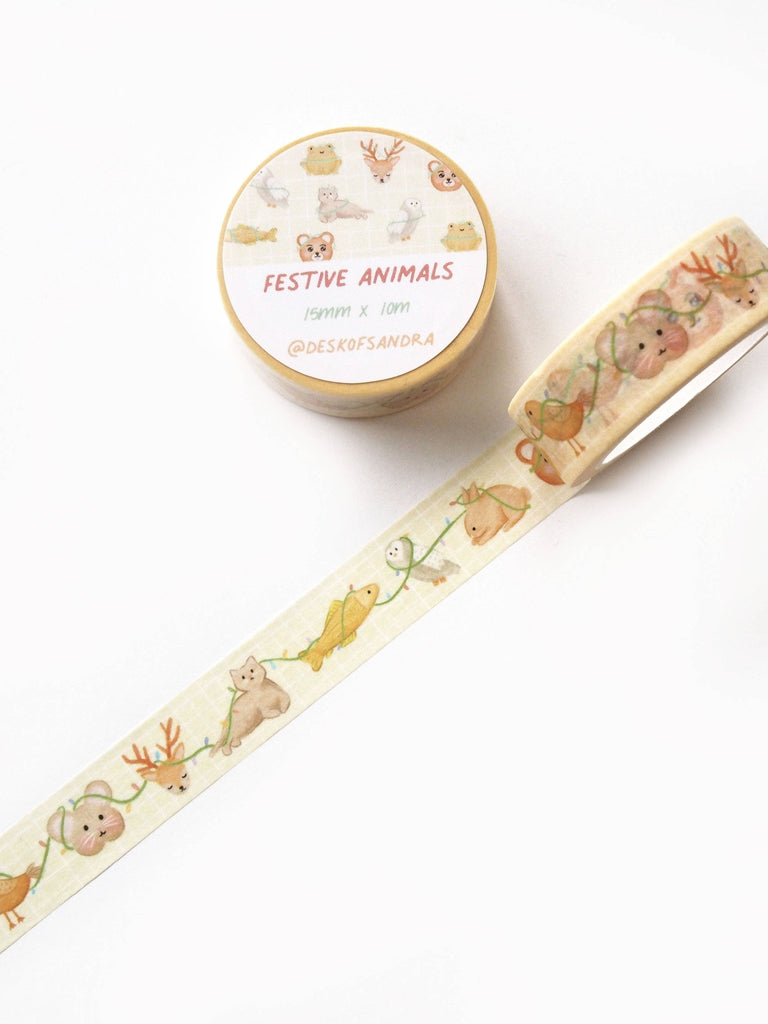 Festive Holiday Animals Washi Tape - The Regal Find