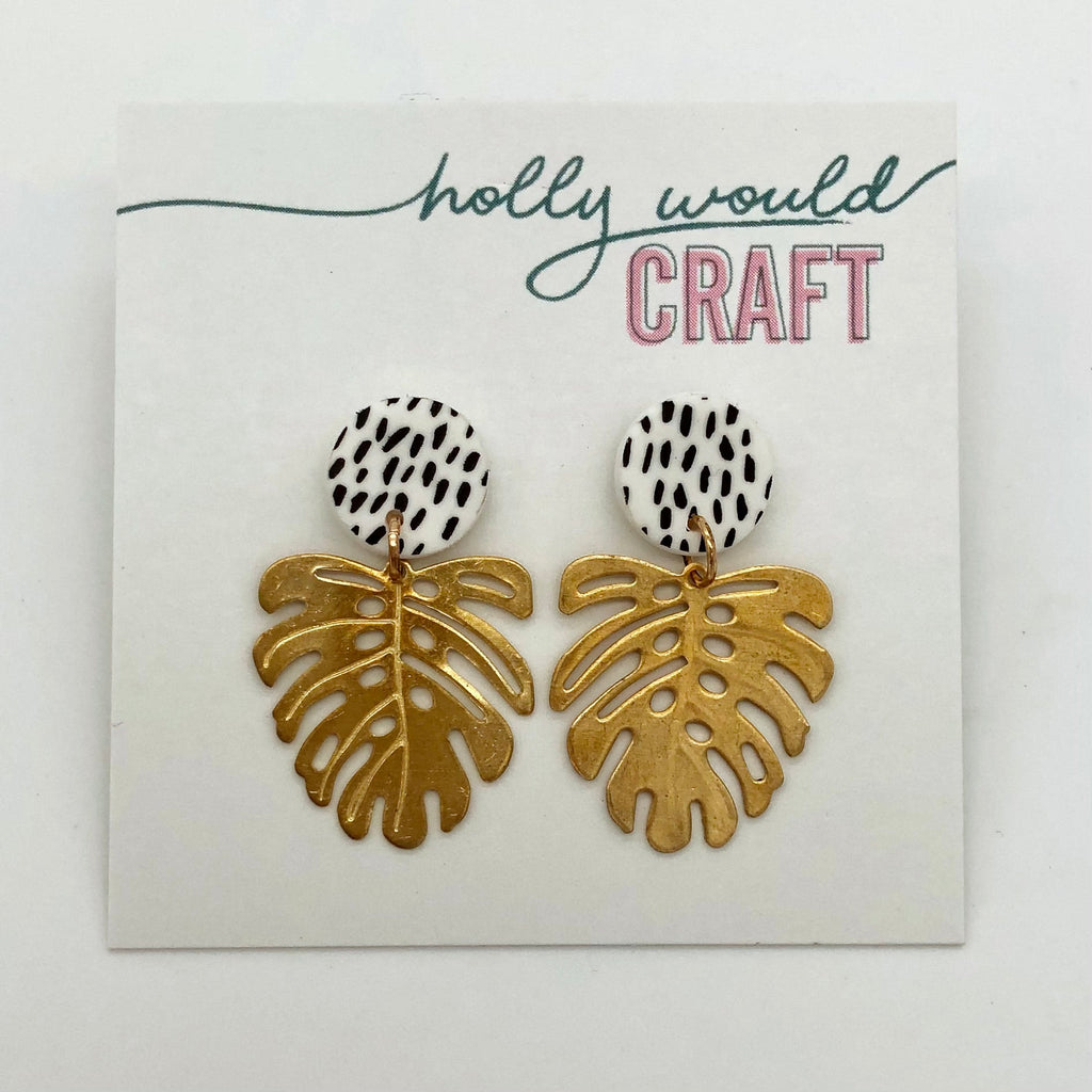 Gold Monstera Leaf Earrings - The Regal Find