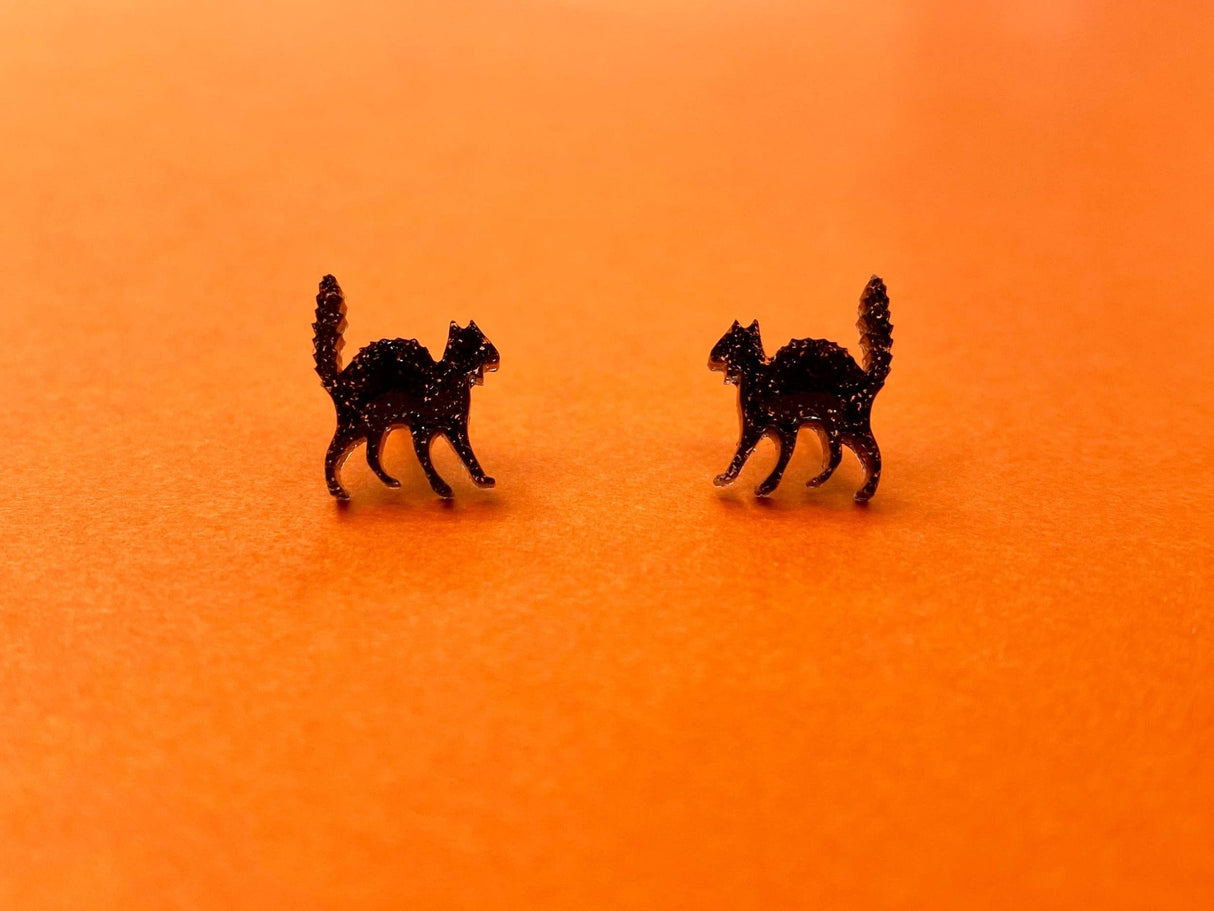 Halloween Black Cat Stud Earrings - The Regal Find