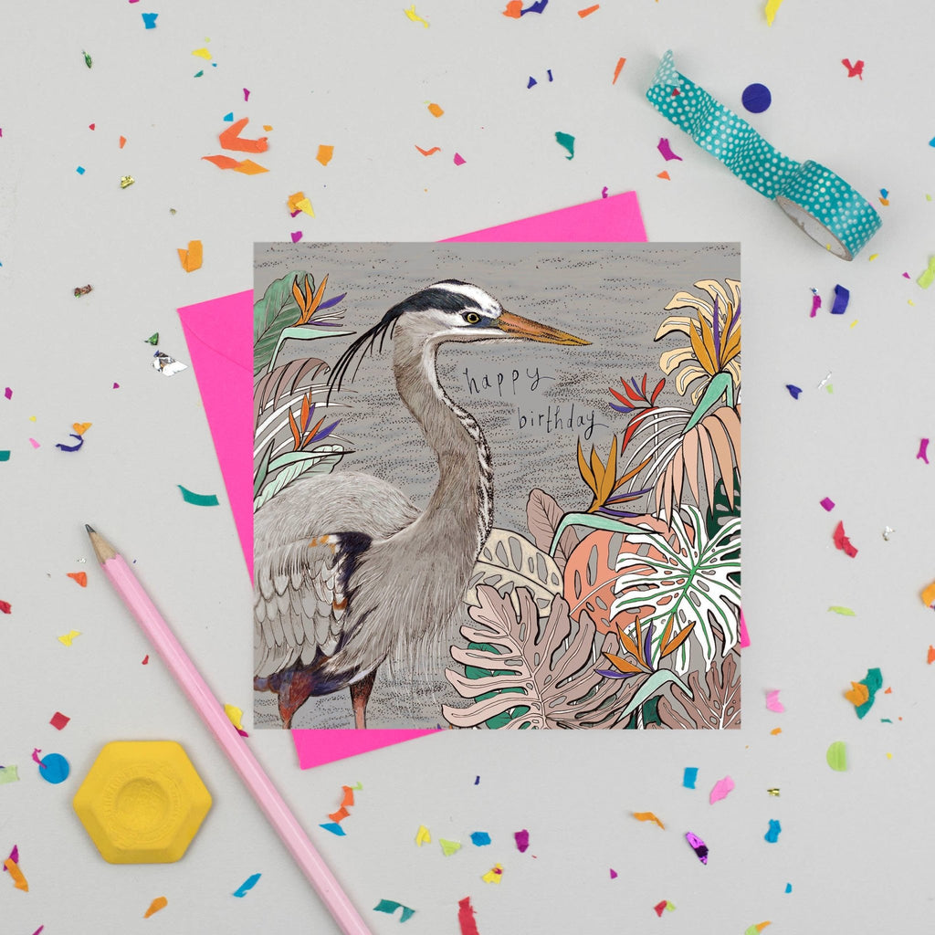 Happy Birthday Heron Greeting Card - The Regal Find