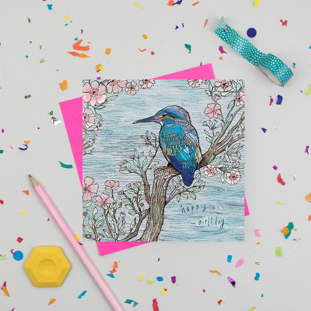 Happy Birthday Kingfisher Greeting Card - The Regal Find