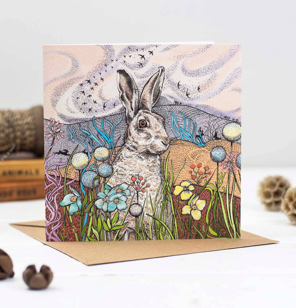 Hares in the Field Greeting Card - The Regal Find