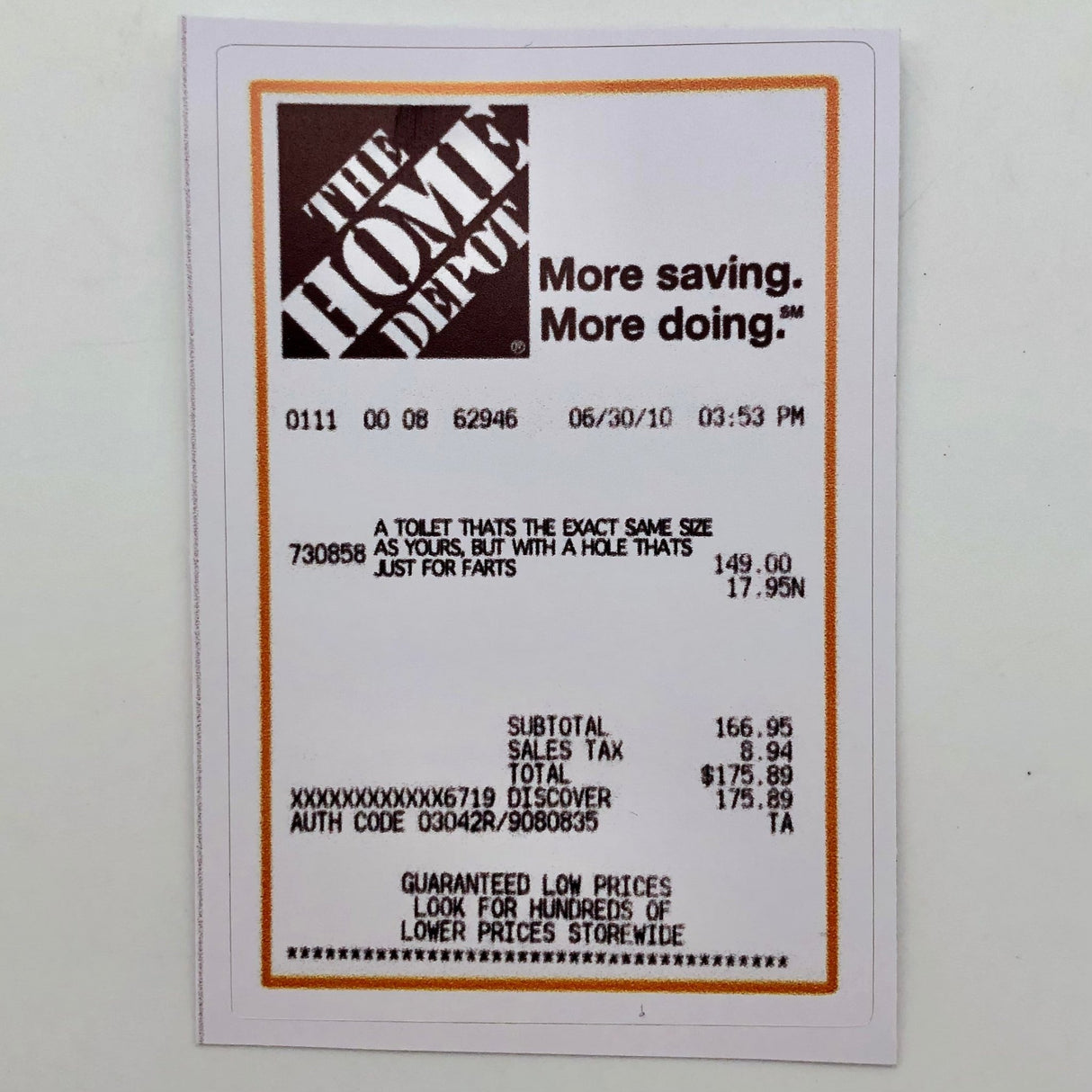 Home Depot Toilet Receipt - The Regal Find