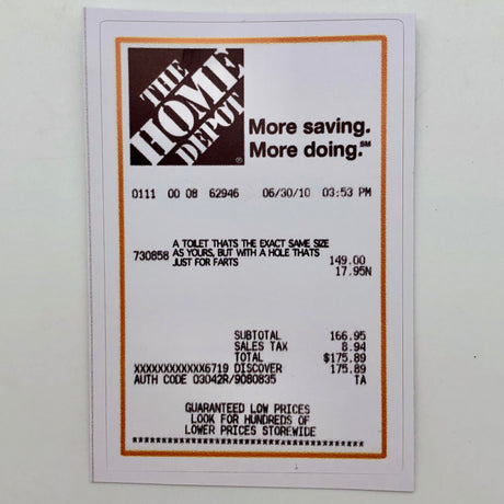 Home Depot Toilet Receipt - The Regal Find