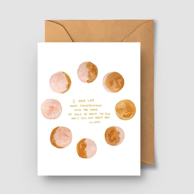 I Have Late Night Conversations With Moon Greeting Card - The Regal Find