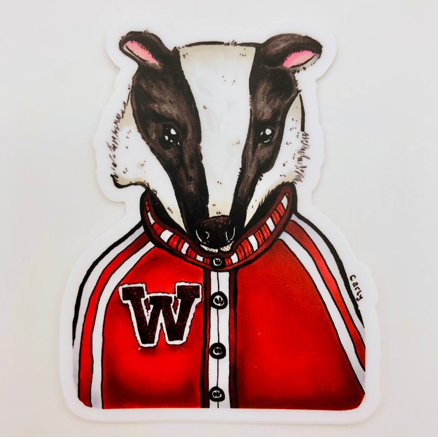 Letter Sweater Badger Sticker - The Regal Find
