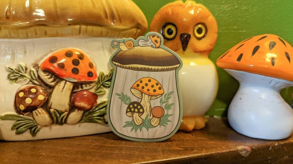 Merry Happy Mushroom Canister Sticker - The Regal Find