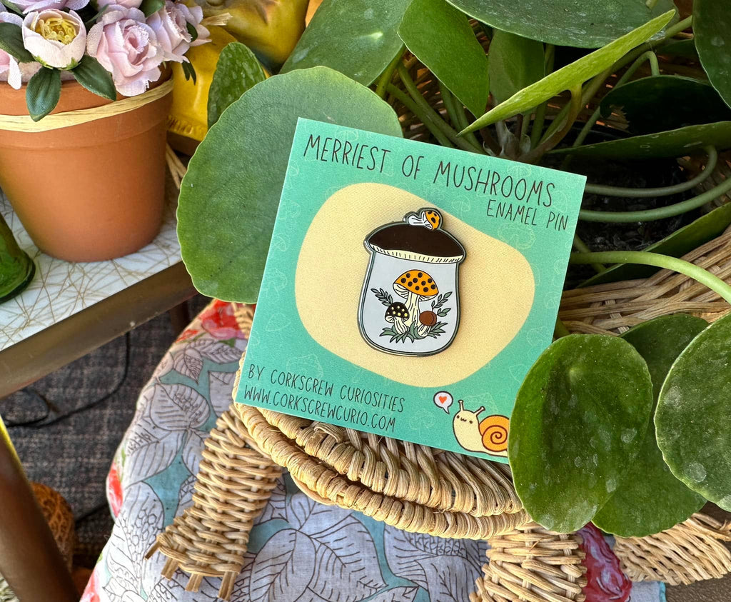 Merry Mushroom Canister Enamel Pin - The Regal Find
