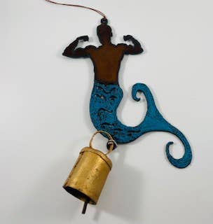 Metal Merman With Bell Ornament - The Regal Find