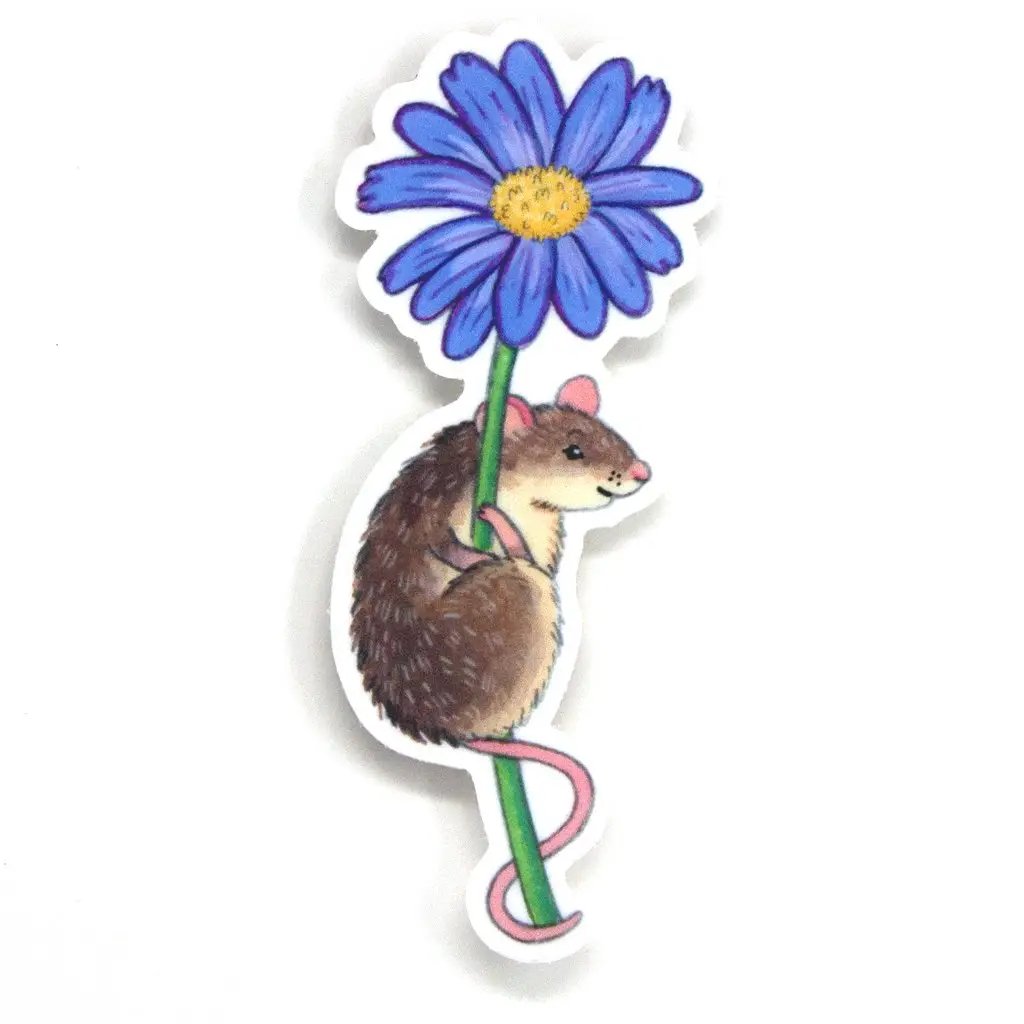 Mouse On Flower Sticker - The Regal Find