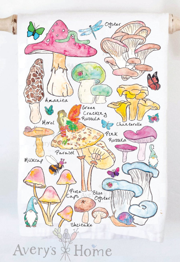 Mushroom & Gnome Garden Kitchen Towel - The Regal Find