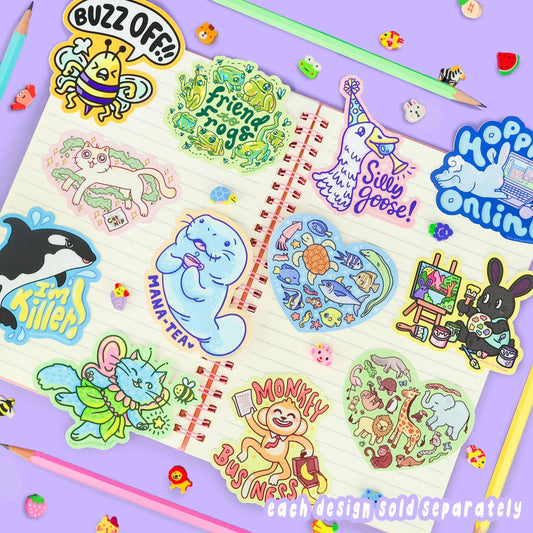 Ocean Animal Heart Turtle Fish Eel Octopus Vinyl Sticker - The Regal Find