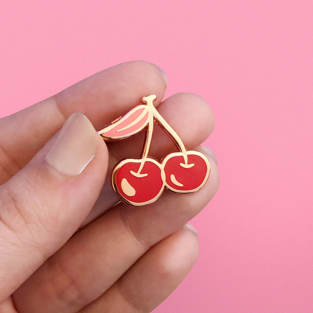 Pair of Lucky Cherries Hard Enamel Pin - The Regal Find