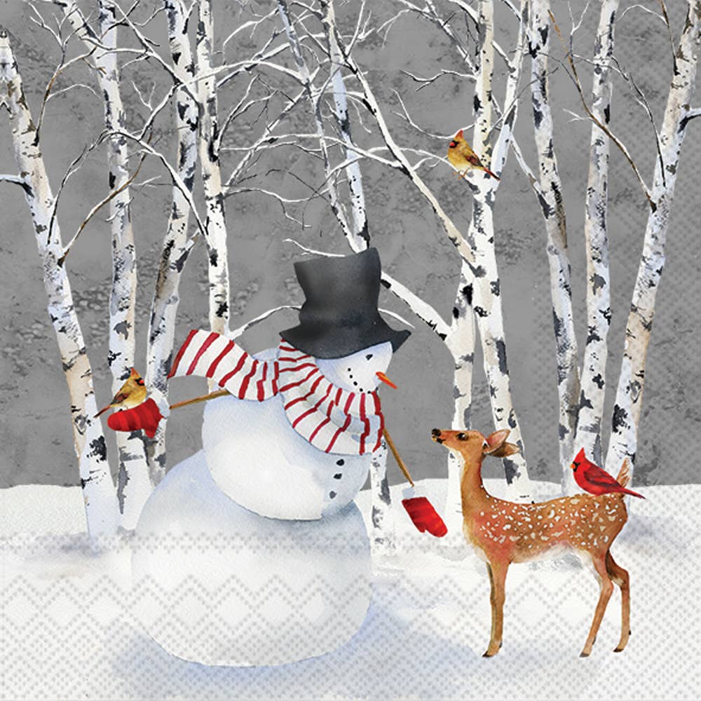 Paper Cocktail Napkins 20 ct Snowy Fawn Friends Christmas - The Regal Find