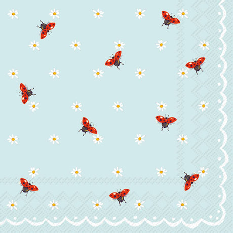 Paper Cocktail Napkins Pack Of 20 Little Ladybirds Light Bl - The Regal Find