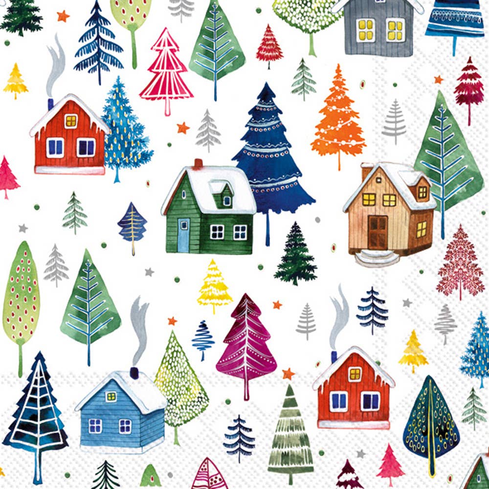 Paper Cocktail Napkins Pack of 20 Winter Village Christmas - The Regal Find