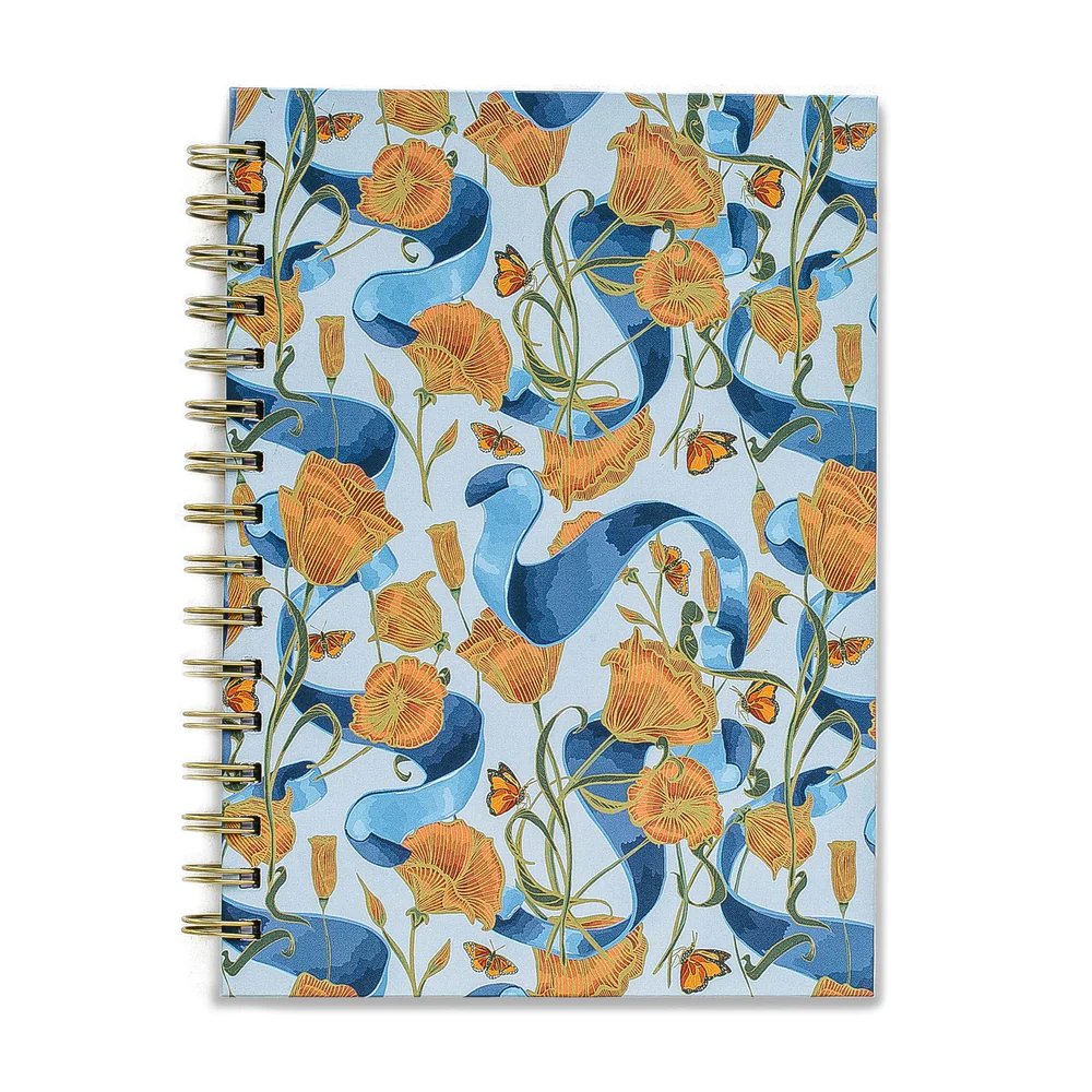Poppies & Ribbon Spiral Notebook - The Regal Find