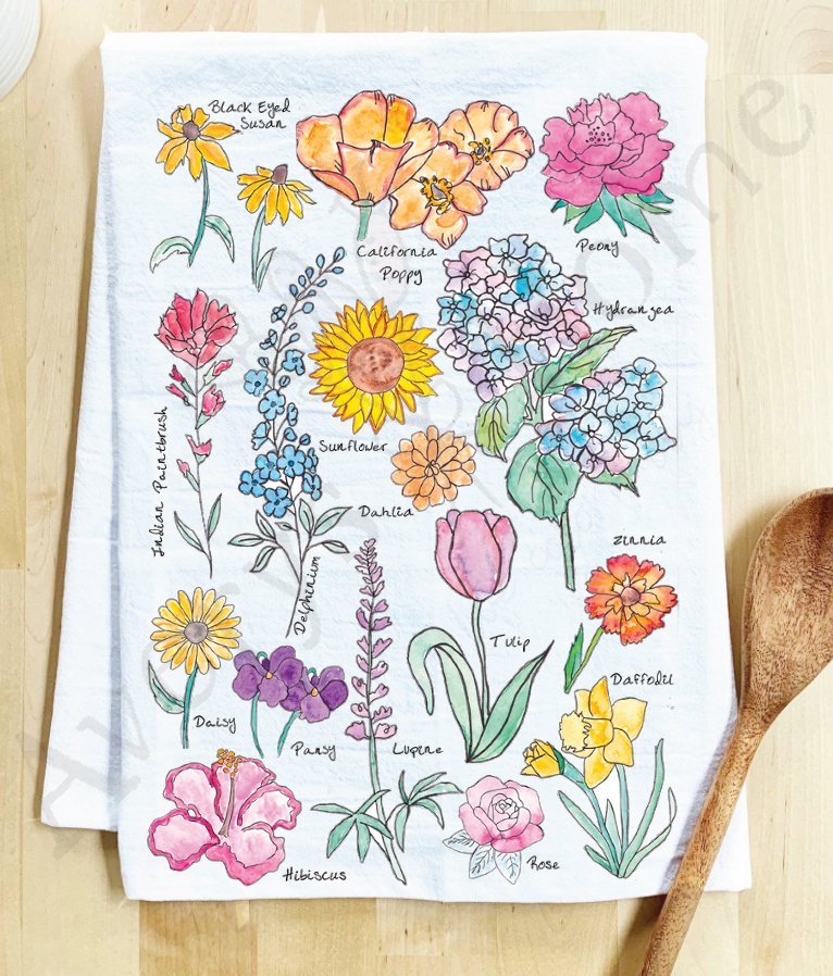 Popular Summer Flowers Gardener Gift Kitchen Dish Towel - The Regal Find