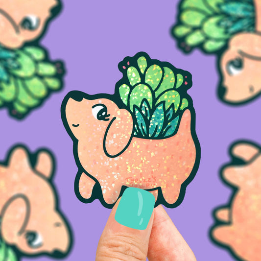 Puppy Planter Pet Holiday Gift Vinyl Sticker (Glitter) - The Regal Find