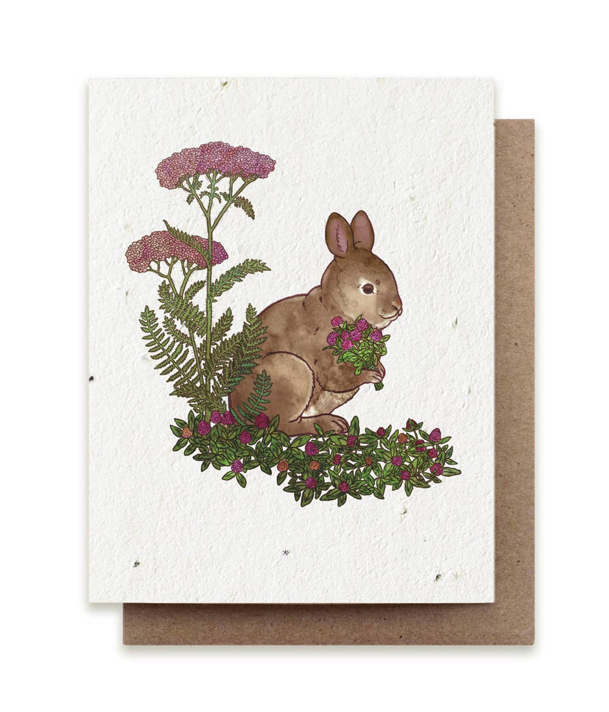 Rabbit Gathering Herbs Plantable Herb Seed Card: No Sleeves - The Regal Find